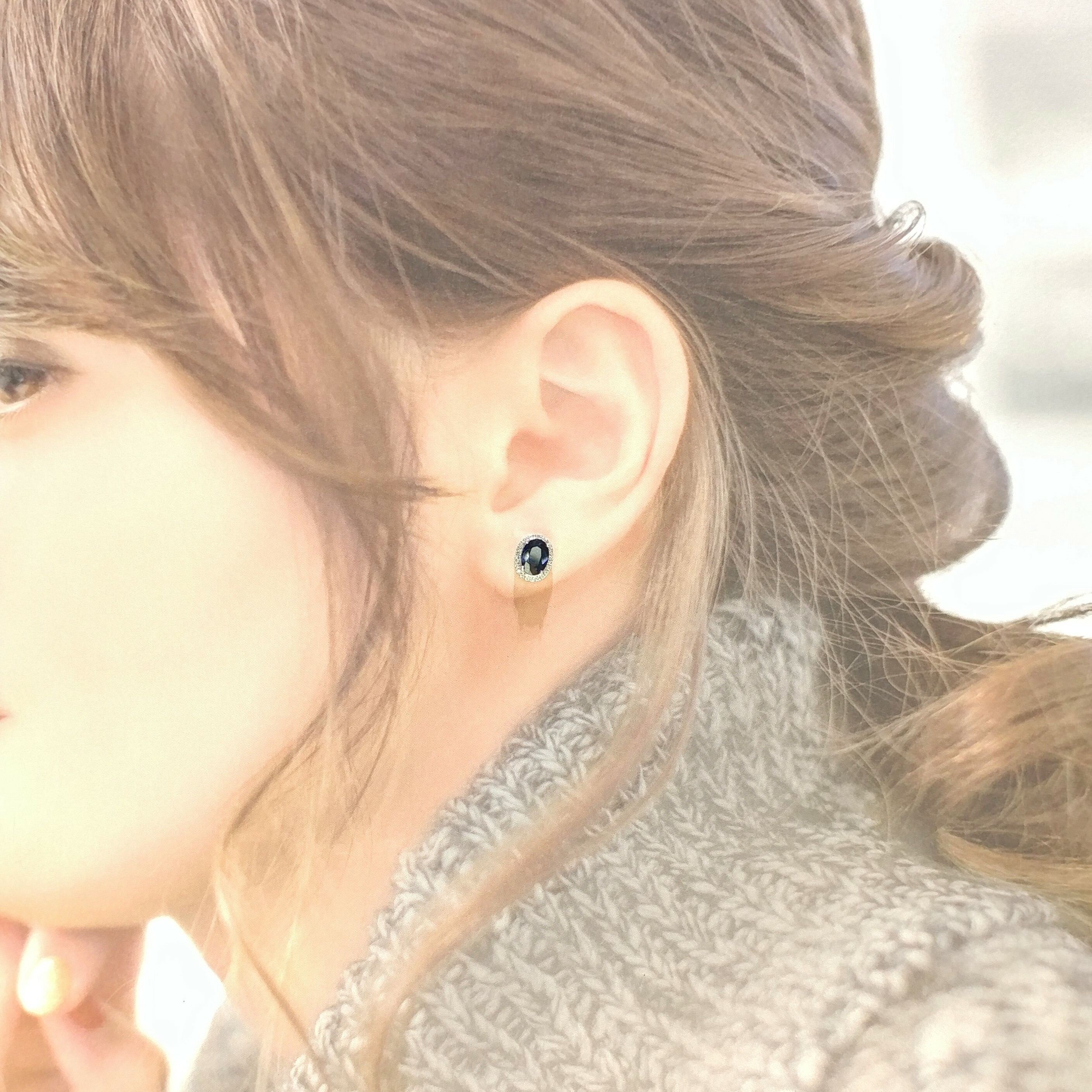 18K White Gold 1.64ct Sapphire and Diamond Earrings