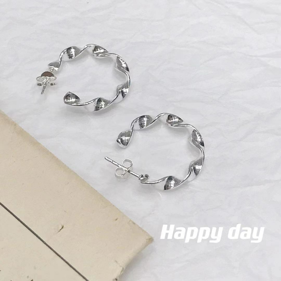 韩国Happy day饰品 纯银耳圈