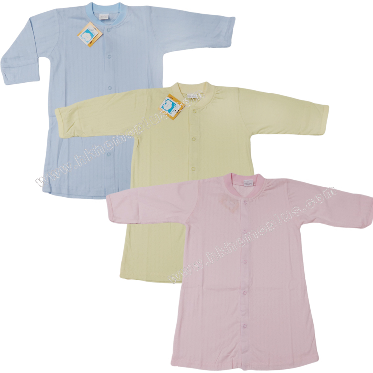 Koma Land: 嬰兒素色通花長袖對胸長袍 BE1718