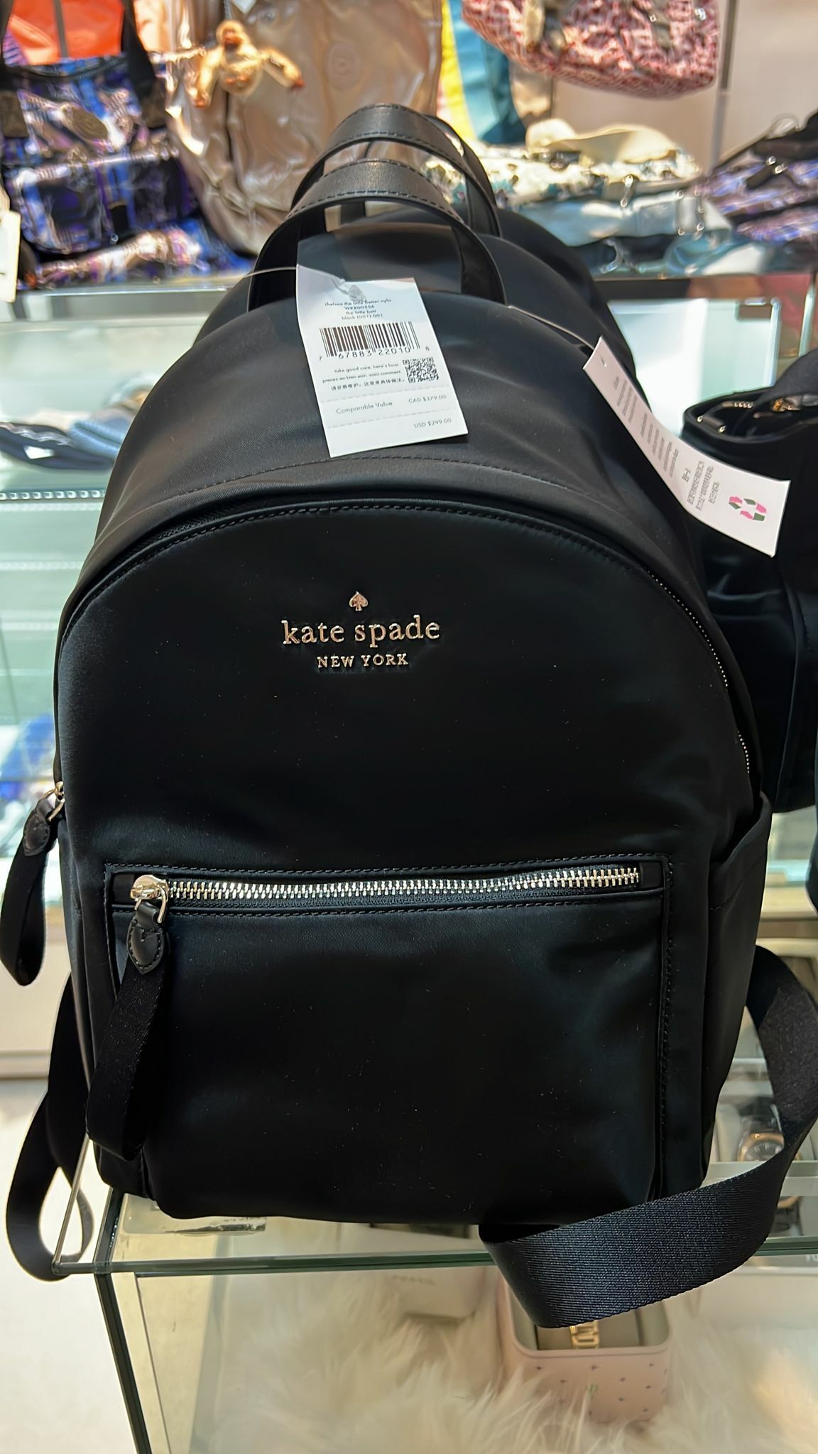 [S] KATE SPADE WKR00556 CHELSEA THE LITTLE BETTER NYLO BACKPACK, BLACK (001), 767883220108 (SKS102)