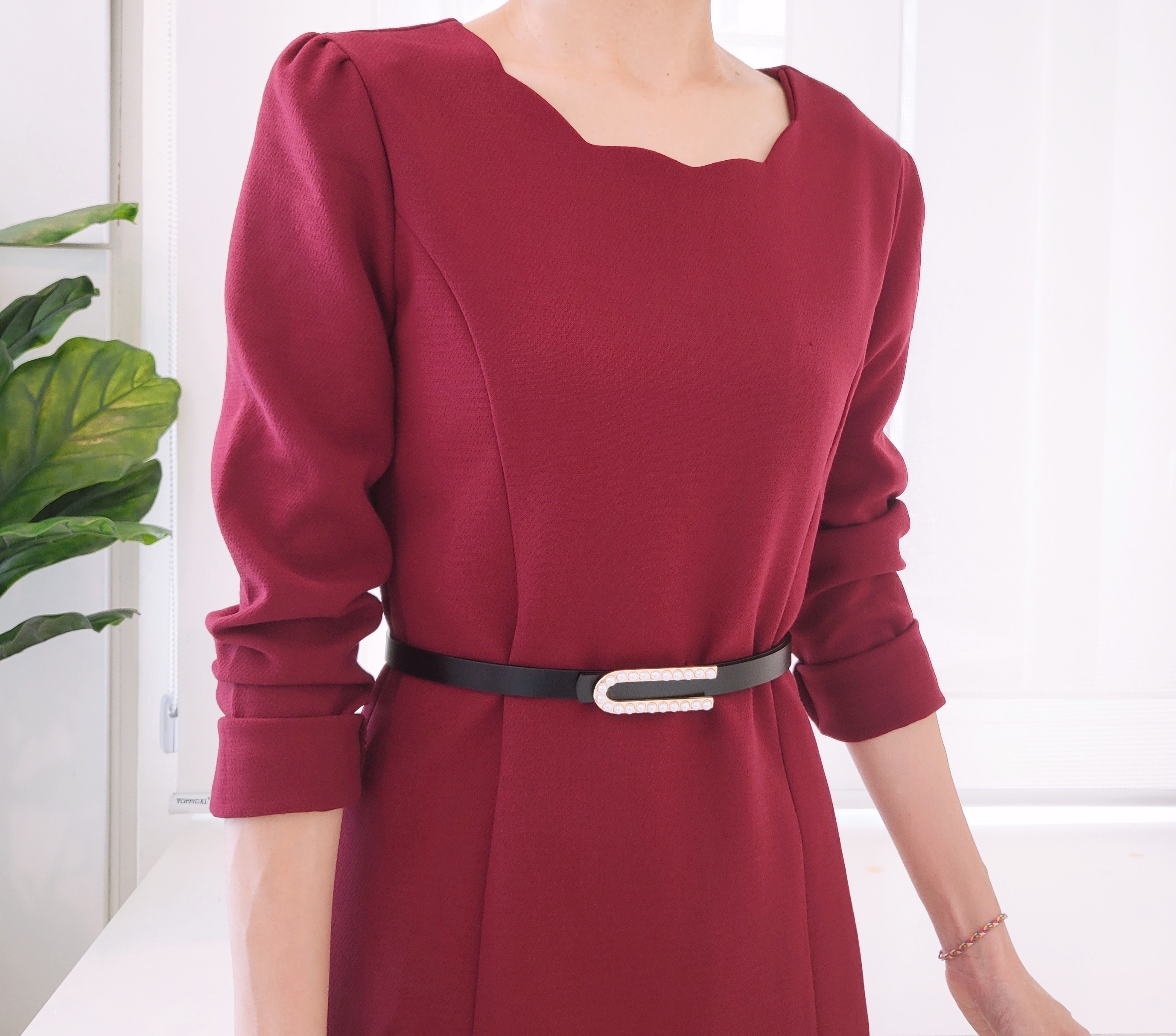 KOREA L/SLEEVE SHORT DRESS ( WITHOUT BELT)