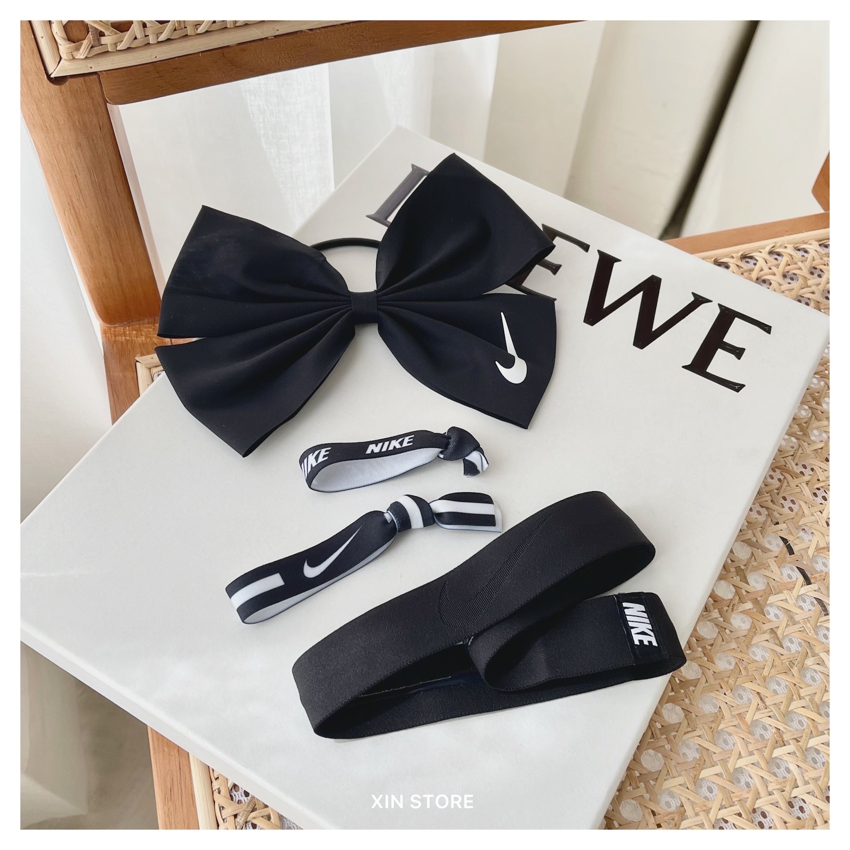 【現貨】Nike Game Ready 髮飾 頭帶 髮帶 蝴蝶結 運動頭帶 髮圈 4件組 黑 紫