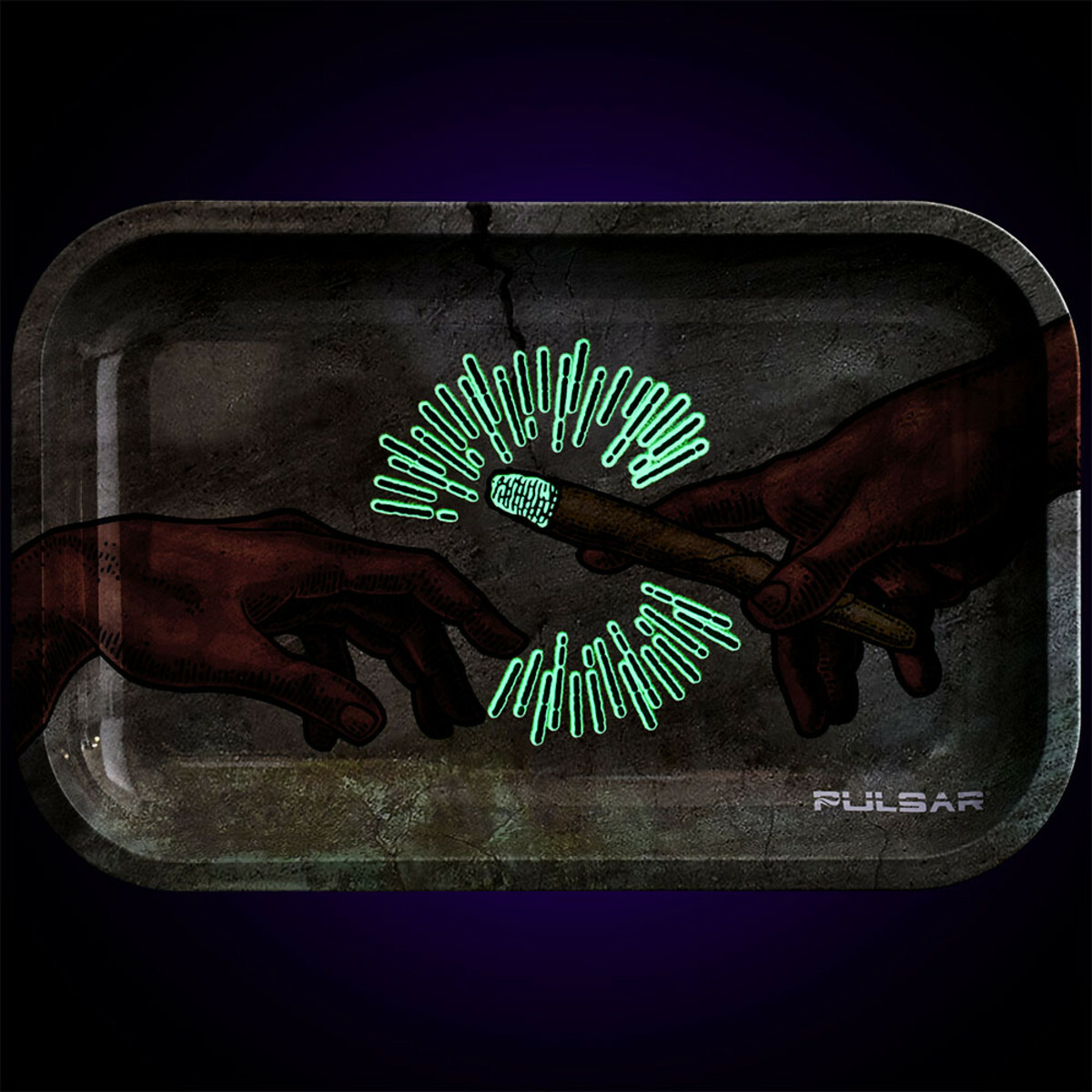 PULSAR GLOW METAL ROLLING TRAY WITH LID