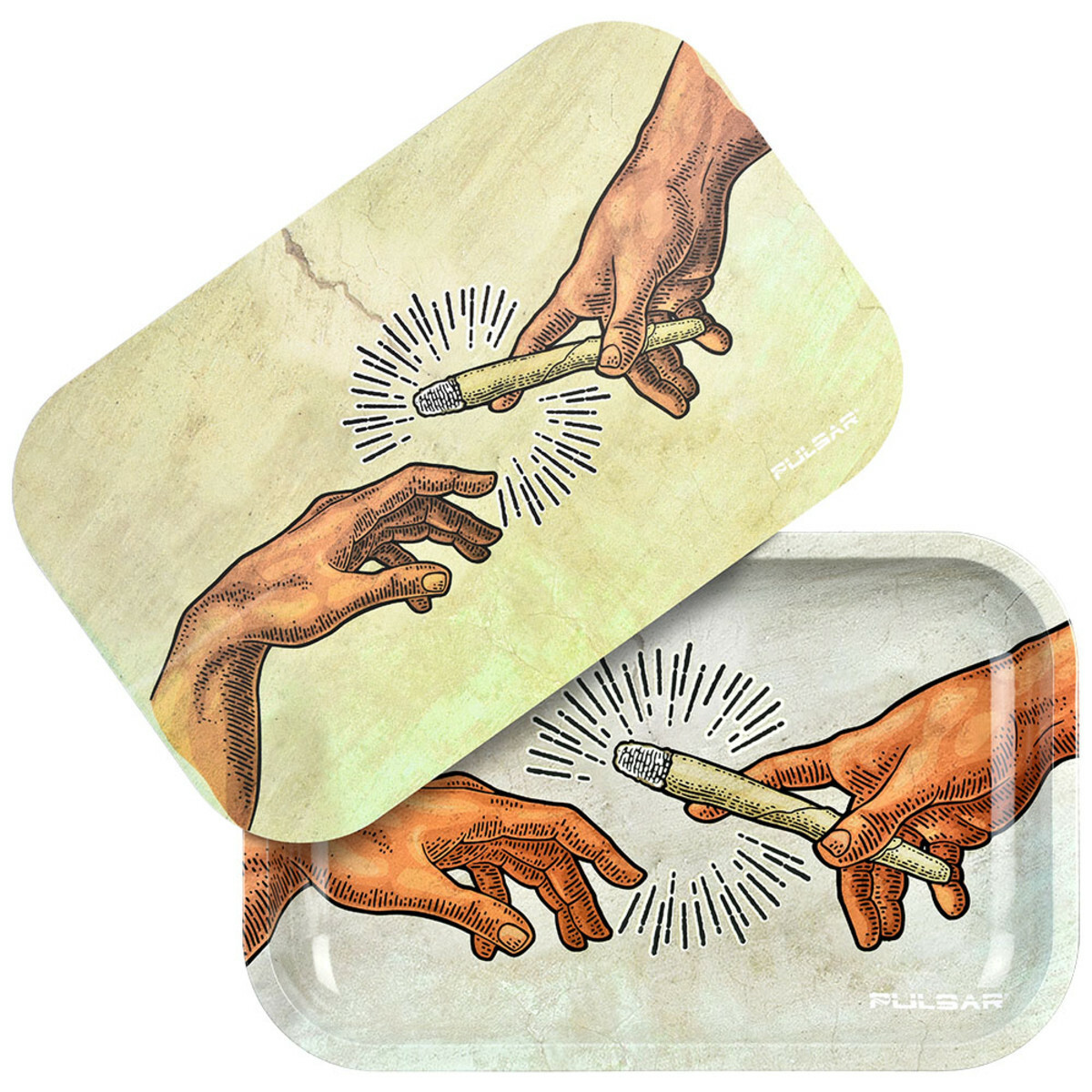 PULSAR GLOW METAL ROLLING TRAY WITH LID