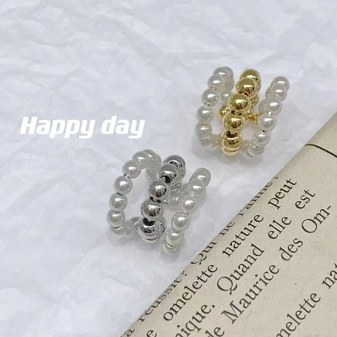 韩国Happy day饰品 合金耳夹  金银两色可选
