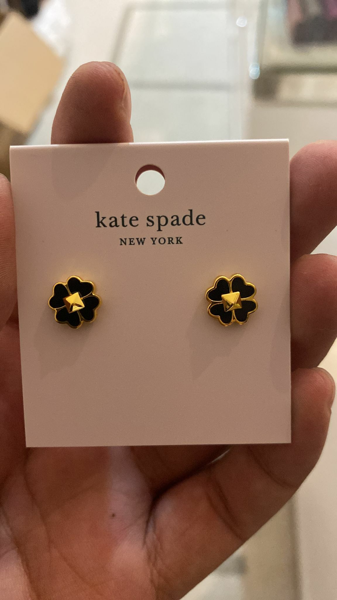 [S] KATE SPADE O0RU0028 SPADE & STUDS EARRINGS, BLACK, 767883104903 (SKS112)