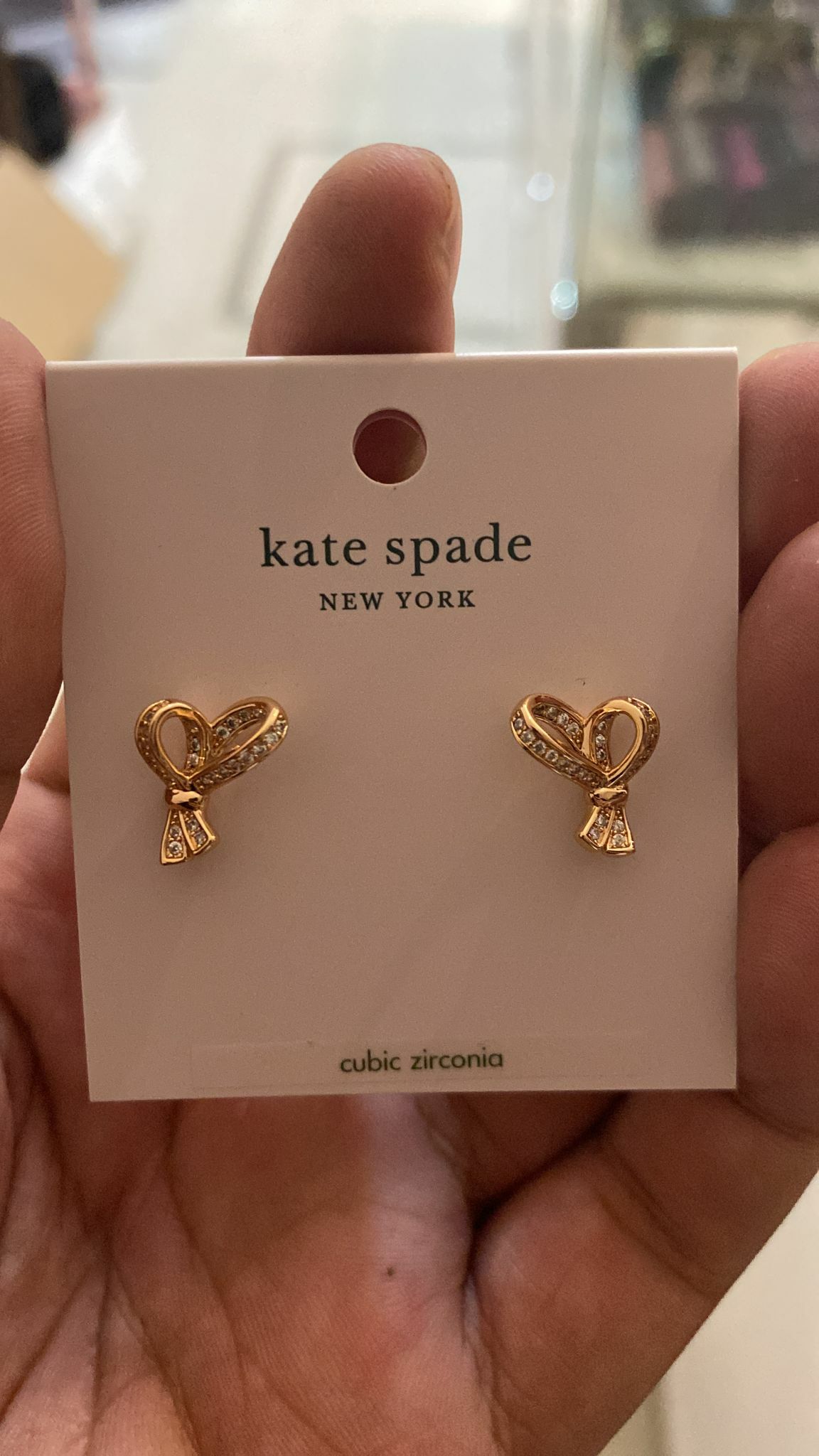 [S] KATE SPADE K6790 ALL TIED UP EARRINGS, CLEAR/ROSE, 196021080012 (SKS111)