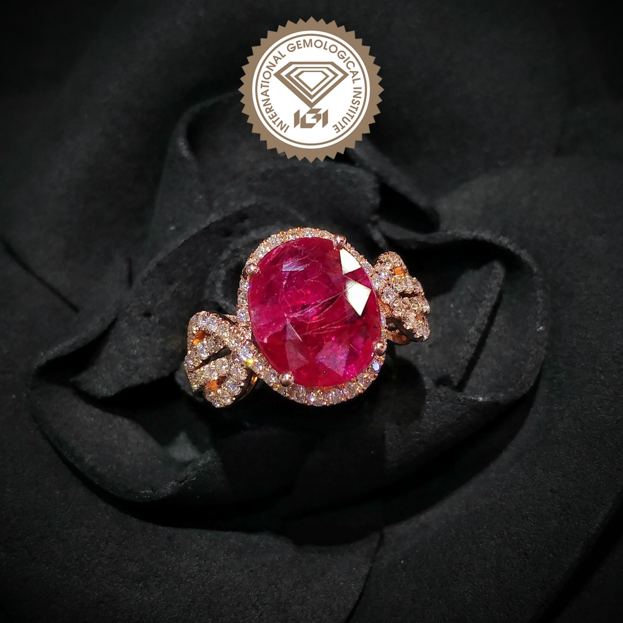 18K Rose Gold 4.02ct Ruby and Diamond Ring