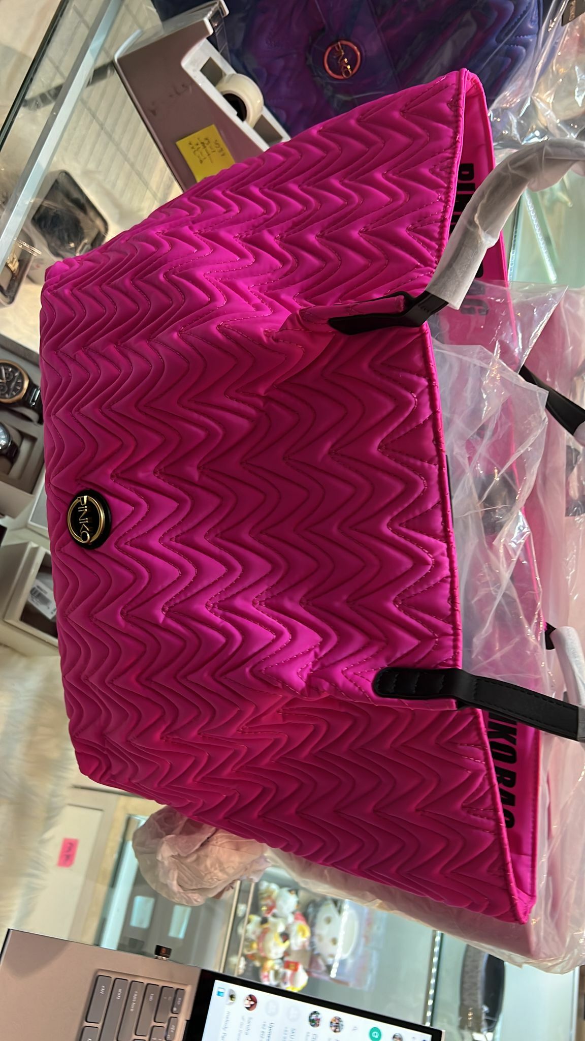 [S] PINKO BYRON SHOPPING NYLON + NAPPA PU, PINK, 1000007121721 (SPK16)