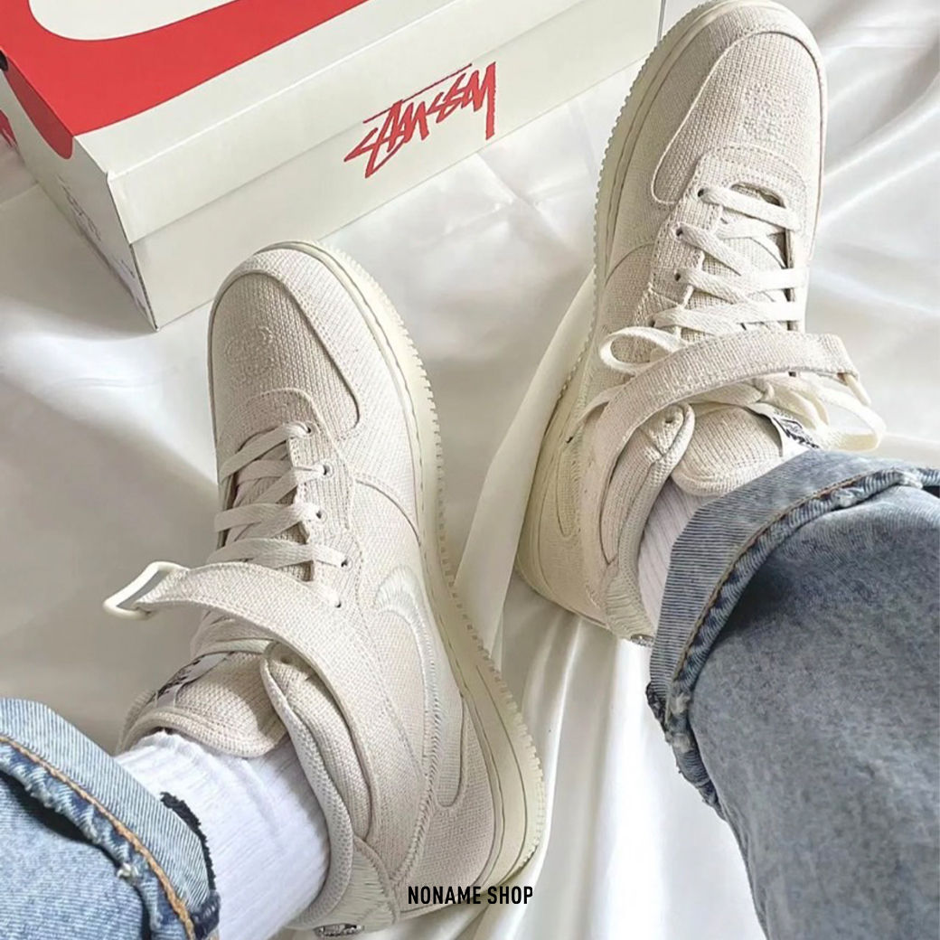 Stüssy x NIKE AIR FORCE 1 MID Fossil 聯名 米色 紡織 高筒
