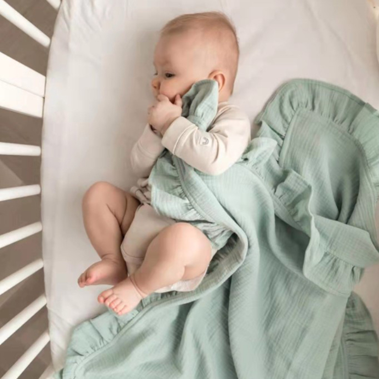 荷葉邊寶寶純棉毯