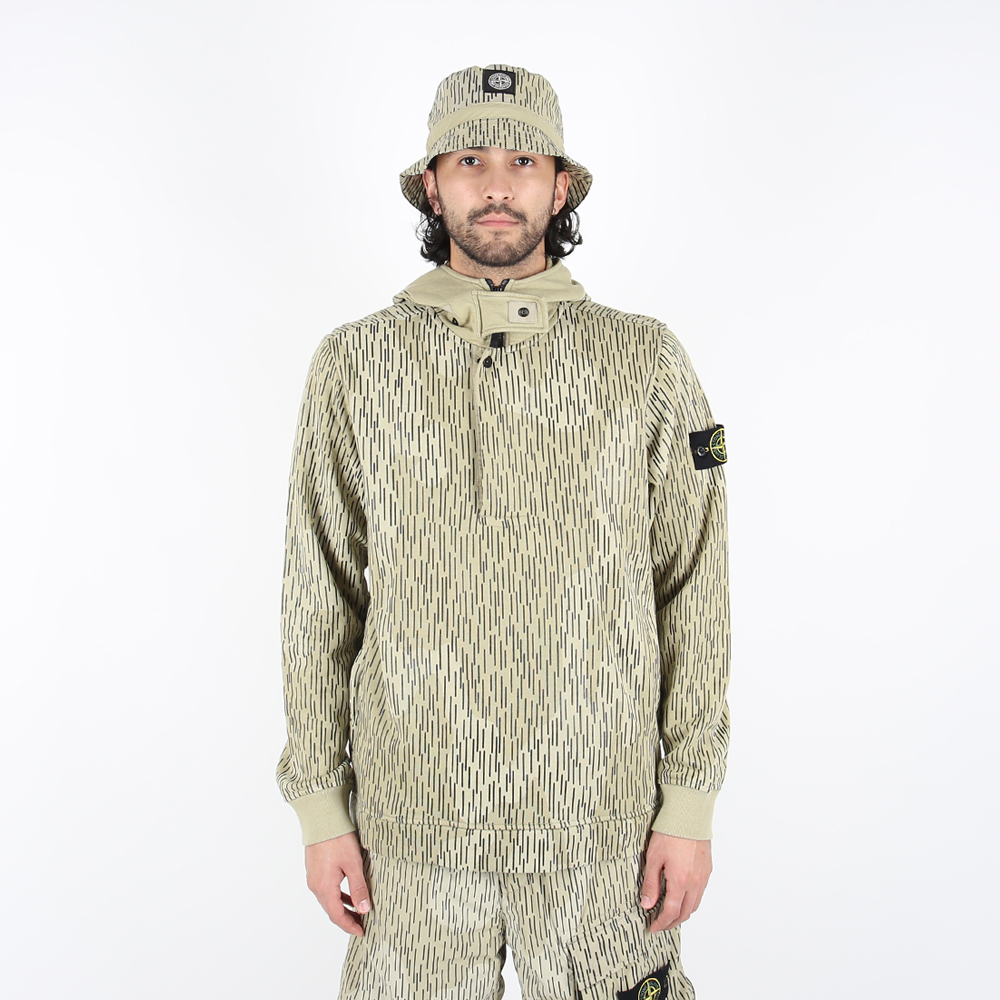 Stone Island 100％純棉 反光線條 長袖 連帽衛衣 米色