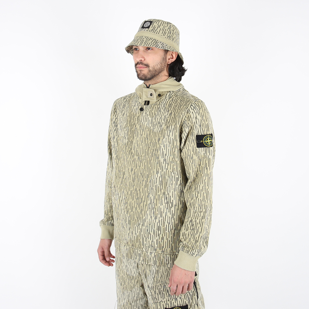 Stone Island 100％純棉 反光線條 長袖 連帽衛衣 米色