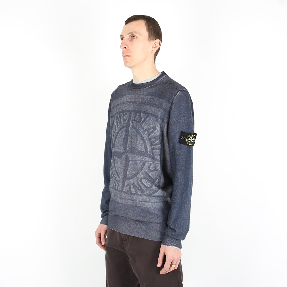 Stone Island 100% 羊毛 雙面毛衣 海軍藍