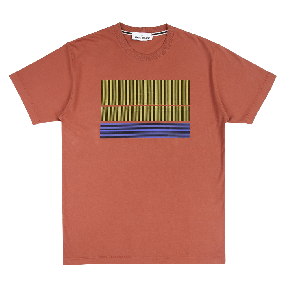 Stone Island 100％純棉 印刷圖案 短袖 T恤 磚紅色