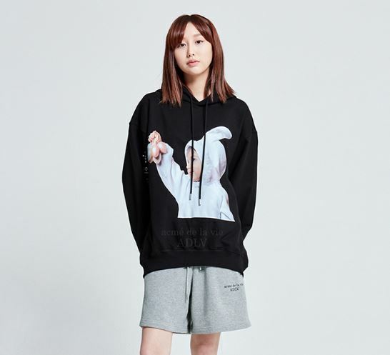 ACME DE LA VIE BABY FACE RABBIT 帽T 長袖 黑 ADLV-20SS-HDBKBF-RBT