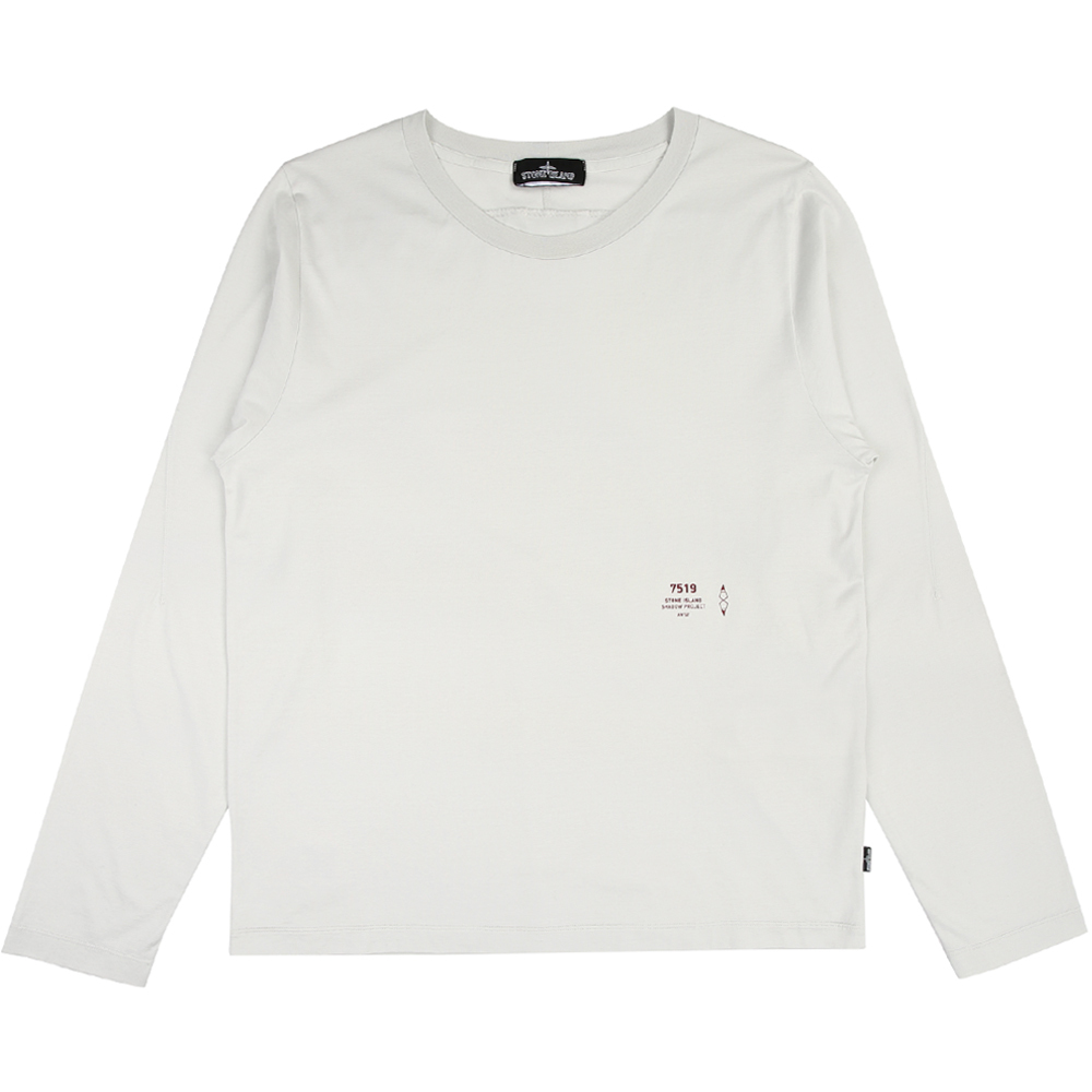 Stone Island 100％純棉 前後圖騰 T恤 長袖 珍珠灰