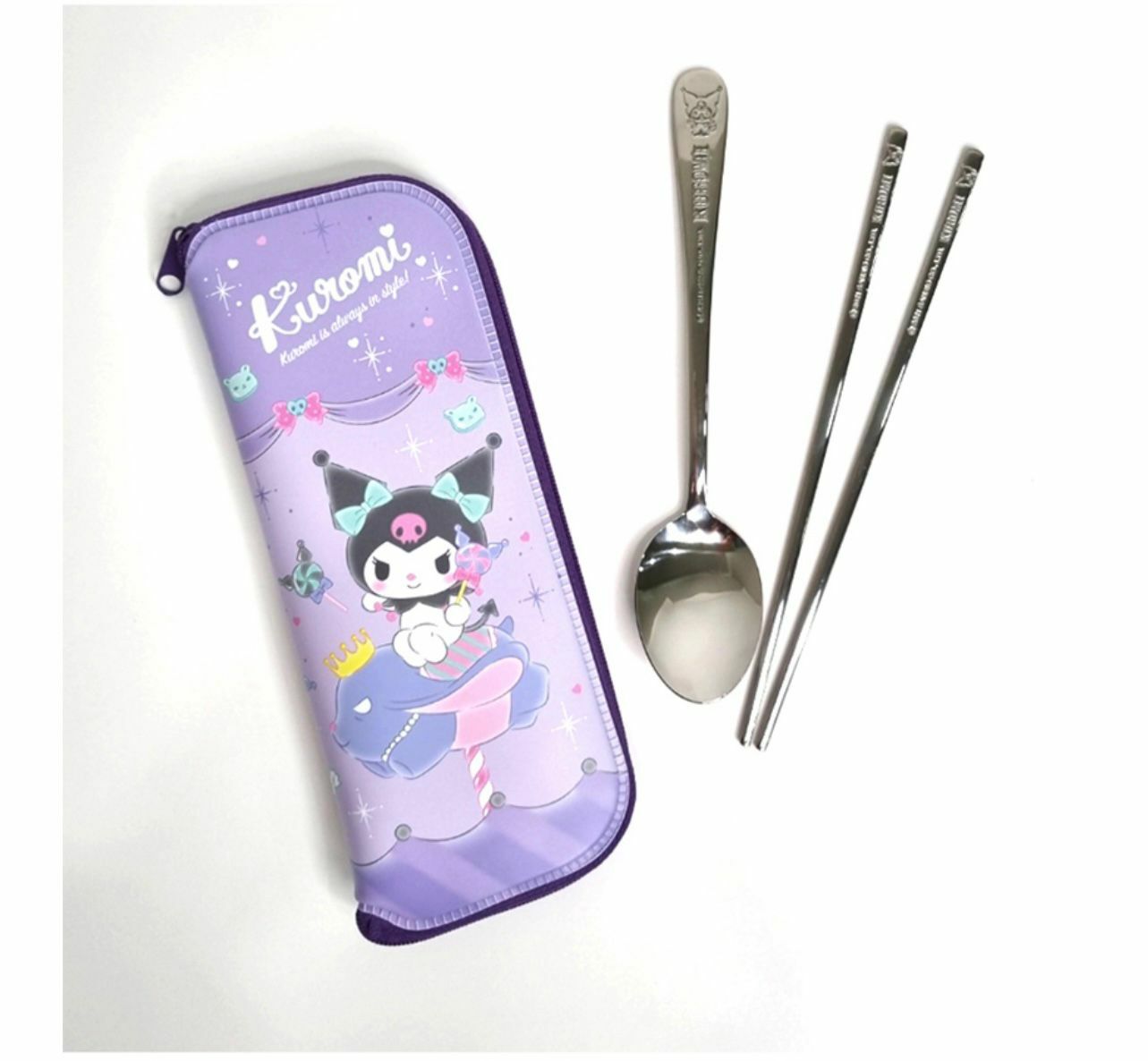 韓國 Kuromi 兒童餐具連袋