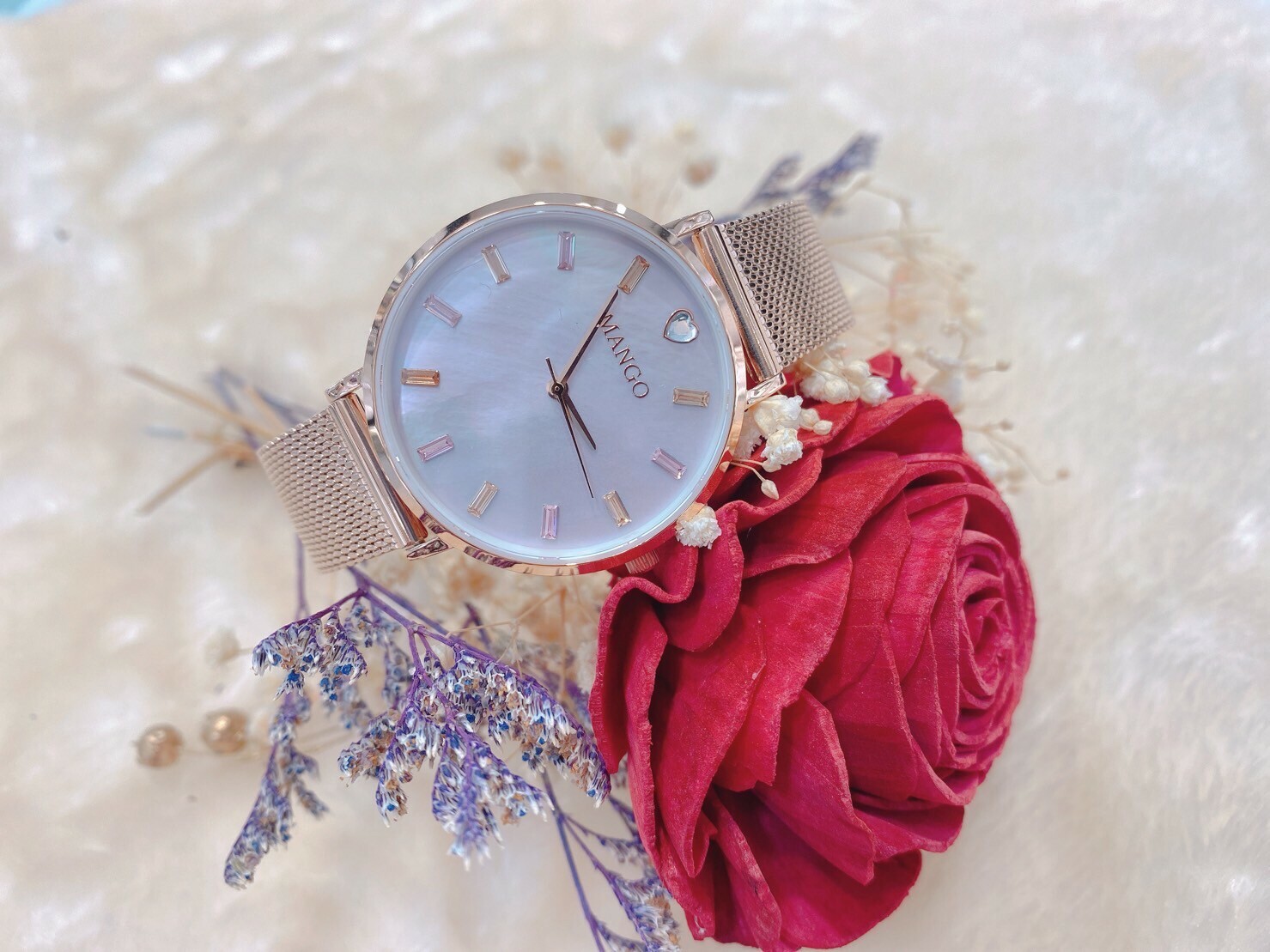 【MANGO】海洋之心晶鑽貝殼面腕錶 MA6770L-PK-H 37mm  現代鐘錶