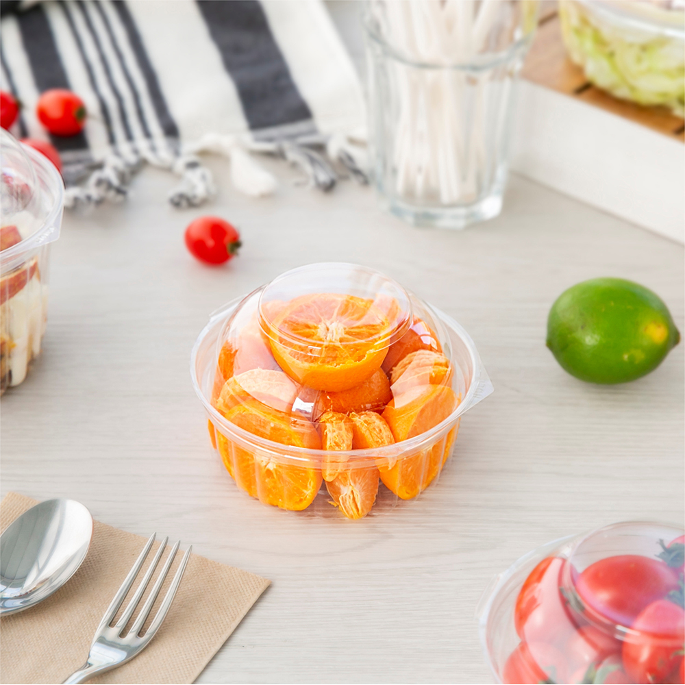 塑膠連體沙拉盒 圓形球蓋 8oz