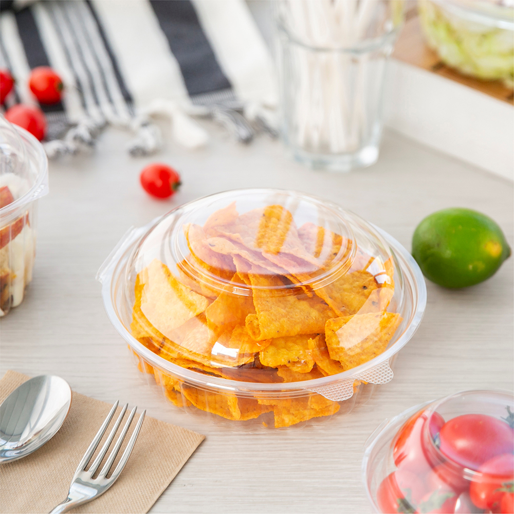 塑膠連體沙拉盒 圓形球蓋 20oz