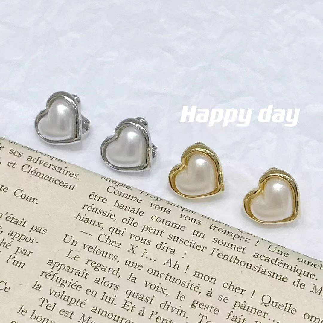 韩国Happy day饰品 合金耳夹 小号爱心 金银两色可选