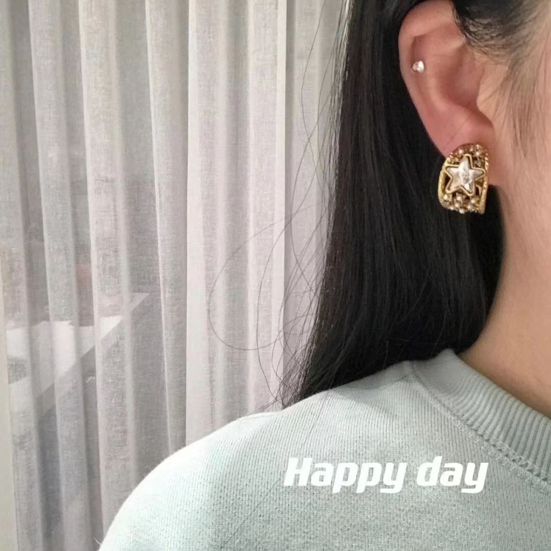 韩国Happy day饰品 合金耳夹➕水晶