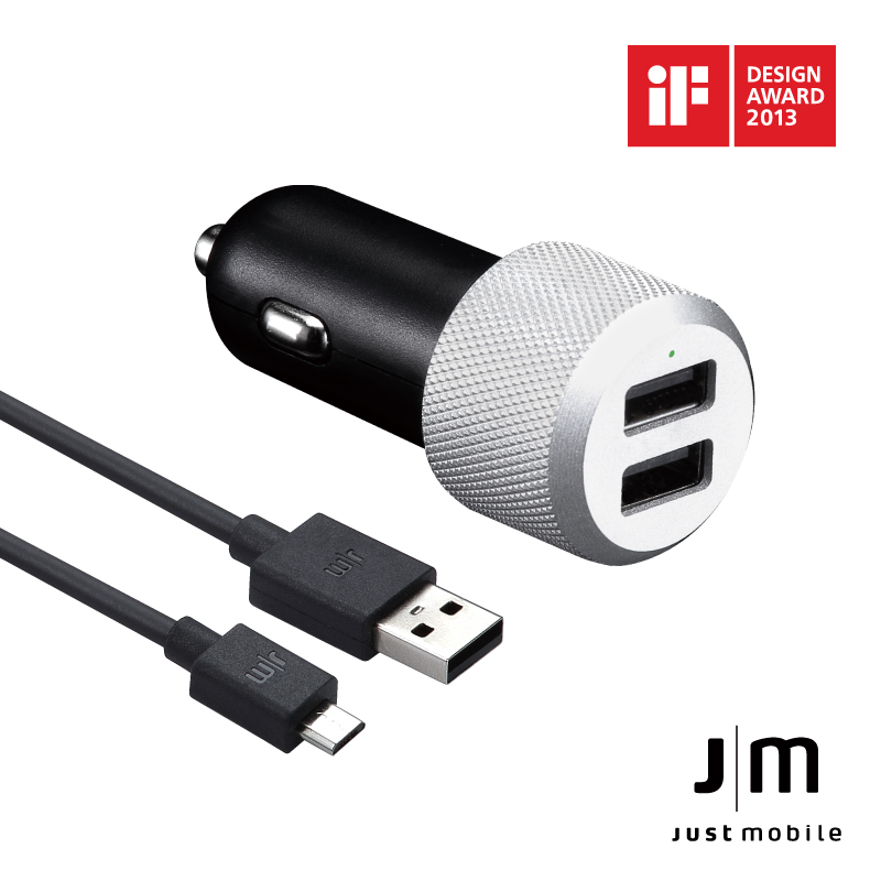 Just Mobile | Highway™ Max 雙孔鋁質車充(附Micro USB捲線)