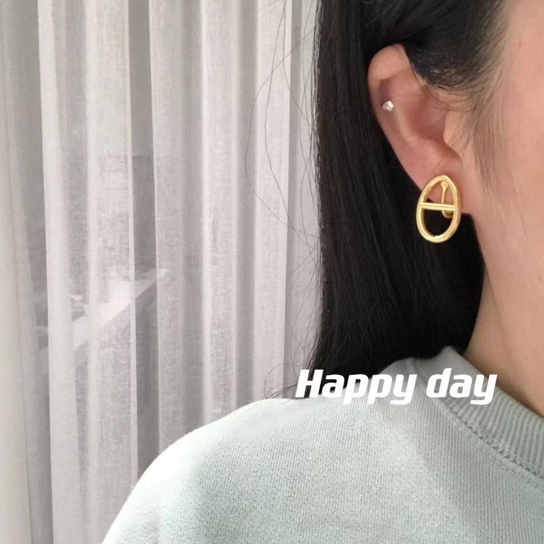 韩国Happy day饰品 合金耳夹  金银两色🉑️选