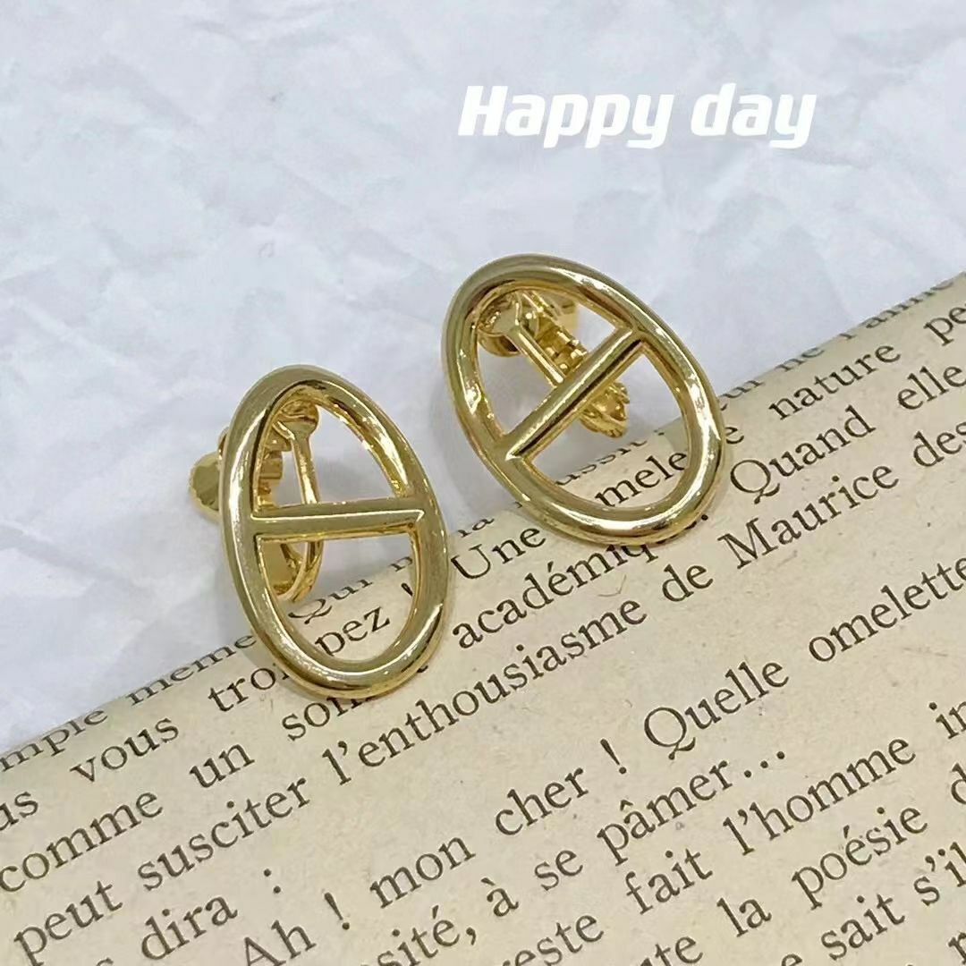 韩国Happy day饰品 合金耳夹  金银两色🉑️选
