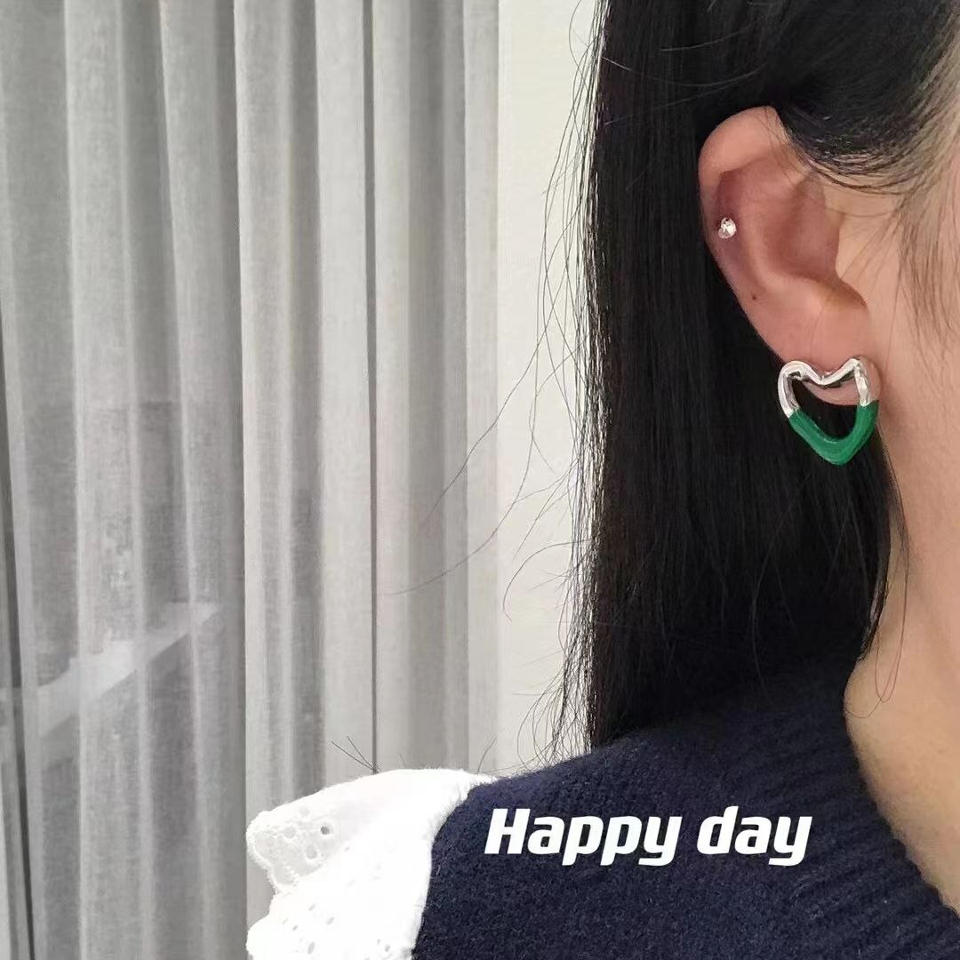 韩国Happy day饰品 - 纯银 爱心耳环