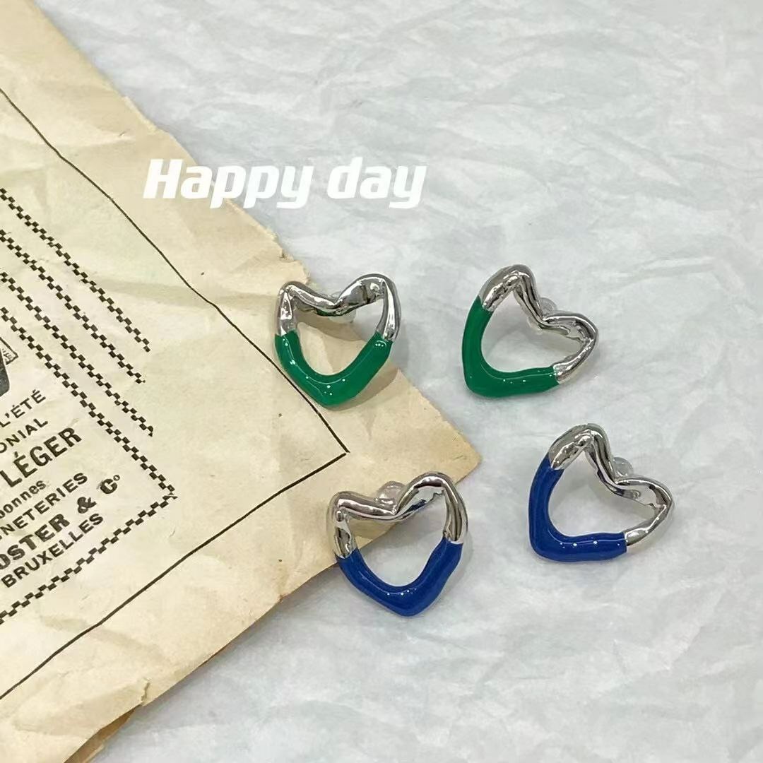 韩国Happy day饰品 - 纯银 爱心耳环