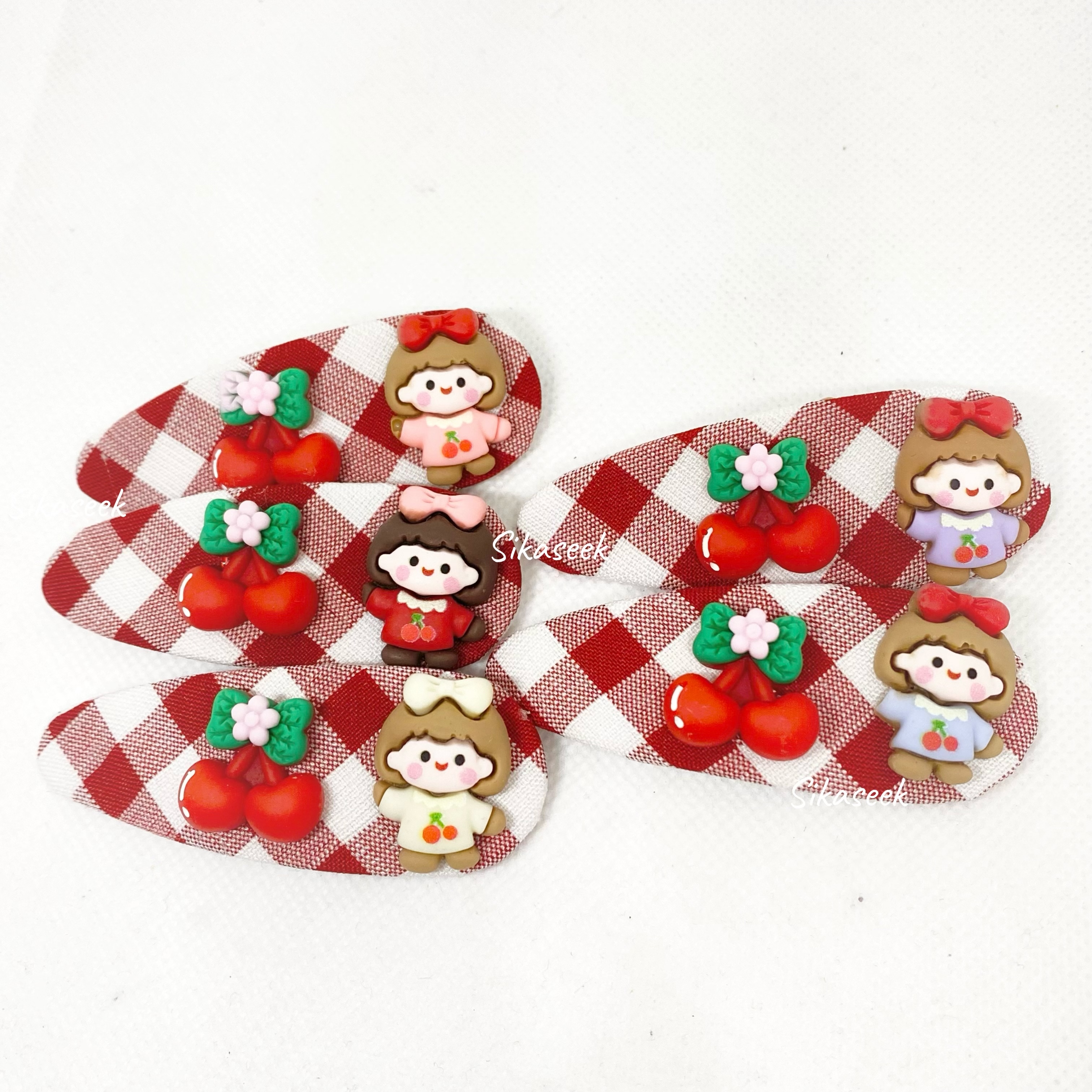 櫻桃女孩格仔髮夾