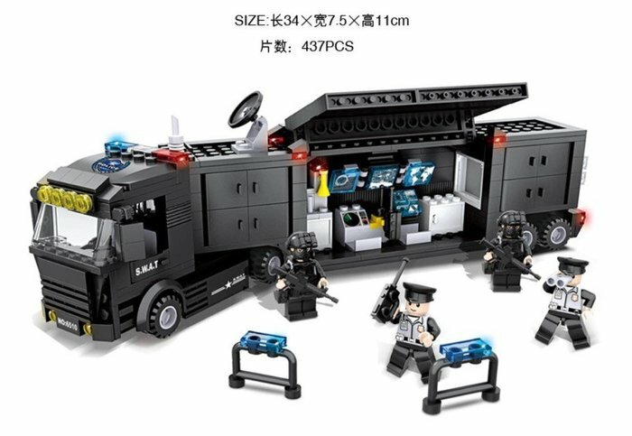 SWAT Military Army Ploice Command Vehicle Car Building Set with Minifigs Fit Lego NO BOX HS6510
