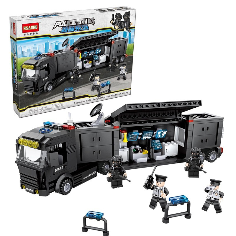 SWAT Military Army Ploice Command Vehicle Car Building Set with Minifigs Fit Lego NO BOX HS6510