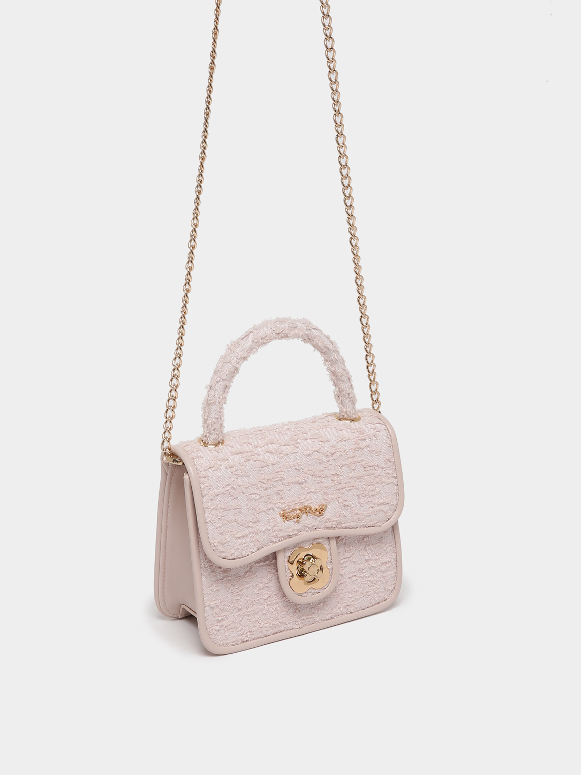 Rosy Romance Flower Lock Crossbody Bag