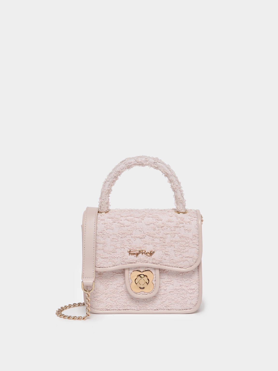 Rosy Romance Flower Lock Crossbody Bag