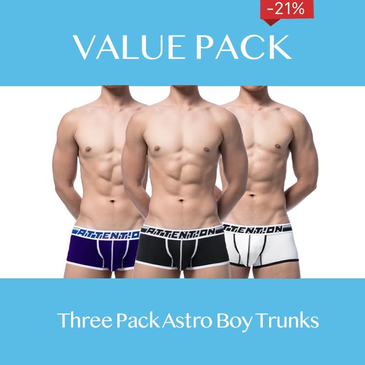 超值三件組：原子男孩系列四角內褲 【深夜黑騎士、海王星王子、白色國度組合】