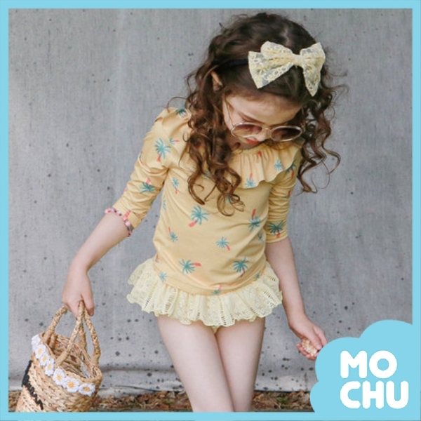 棕櫚樹黃色泳衣套裝