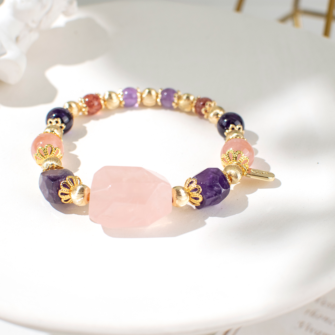 水晶手鍊【希望水果糖】隨形粉水晶手鍊