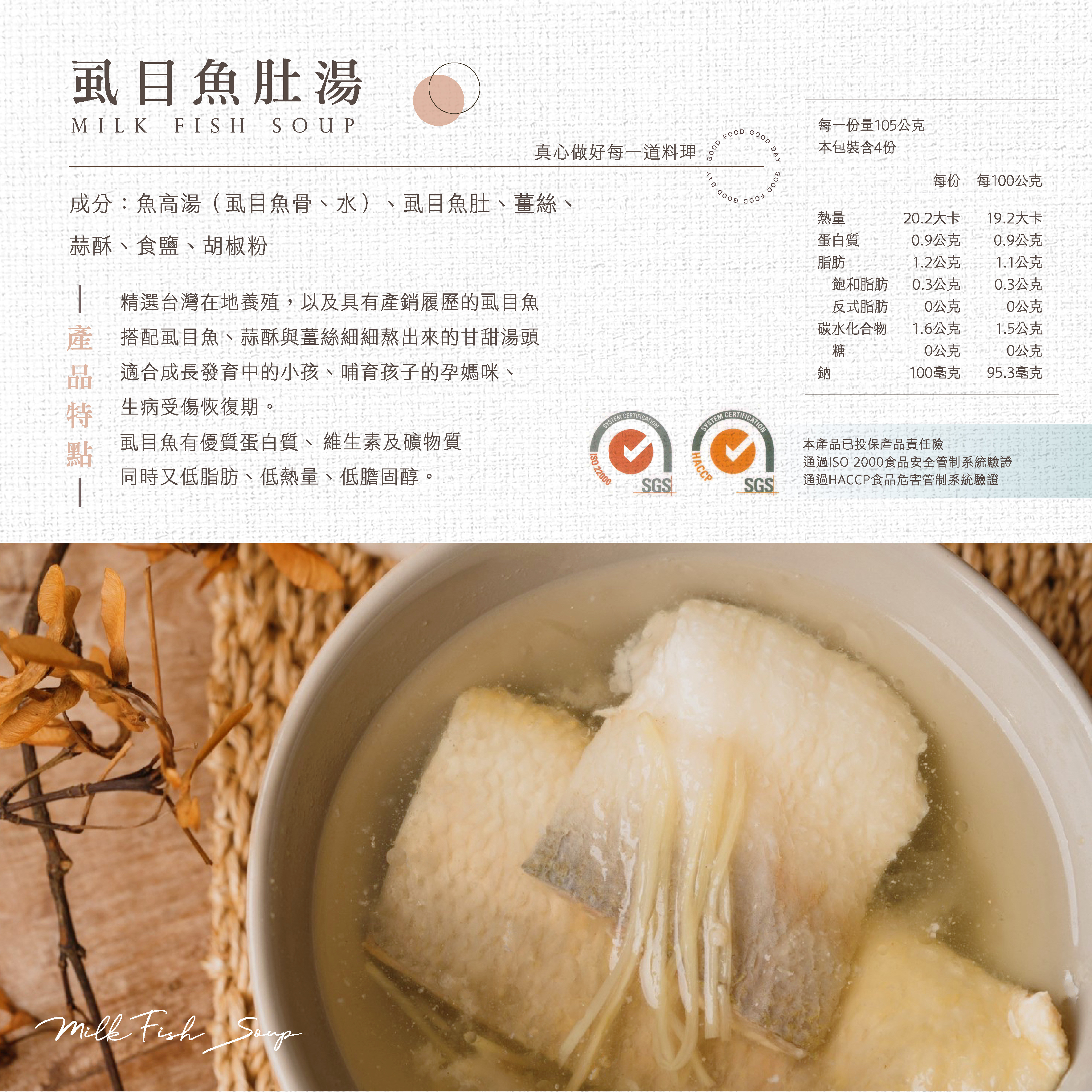 【好鮮組合】虱目魚肚湯3入