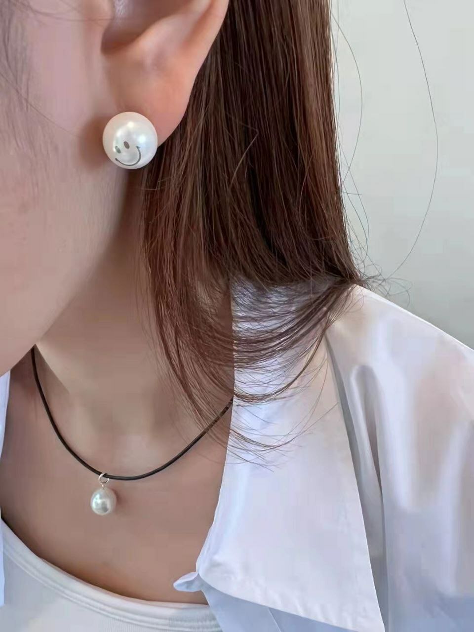 韩国Happy day饰品 - 施华洛珍珠➕笑脸   8mm, 10mm,  12mm