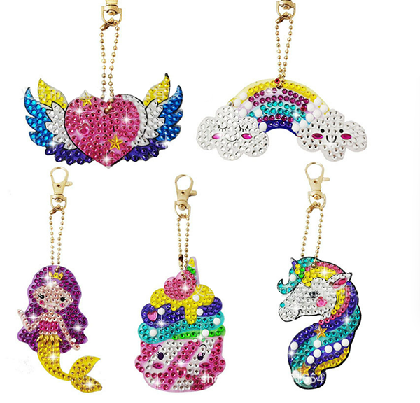 DIY卡通鑽石畫鎖匙扣 65401