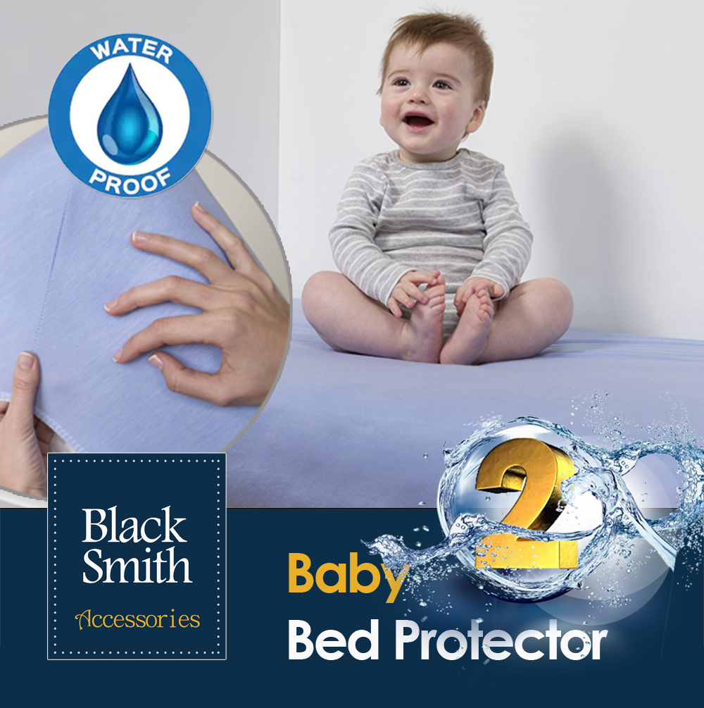 Black Smith 嬰兒防水床褥保護笠 [白色/藍色]