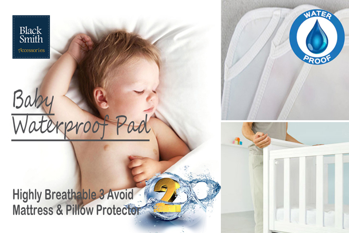 Black Smith 嬰兒高透氣防水防塵床墊 [白色/藍色]