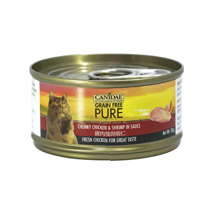 CANIDAE ®PURE雞肉塊與蝦仁 貓罐頭 70g