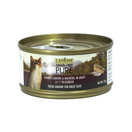 CANIDAE ®PURE 沙丁魚與鯖魚 貓罐頭 70g