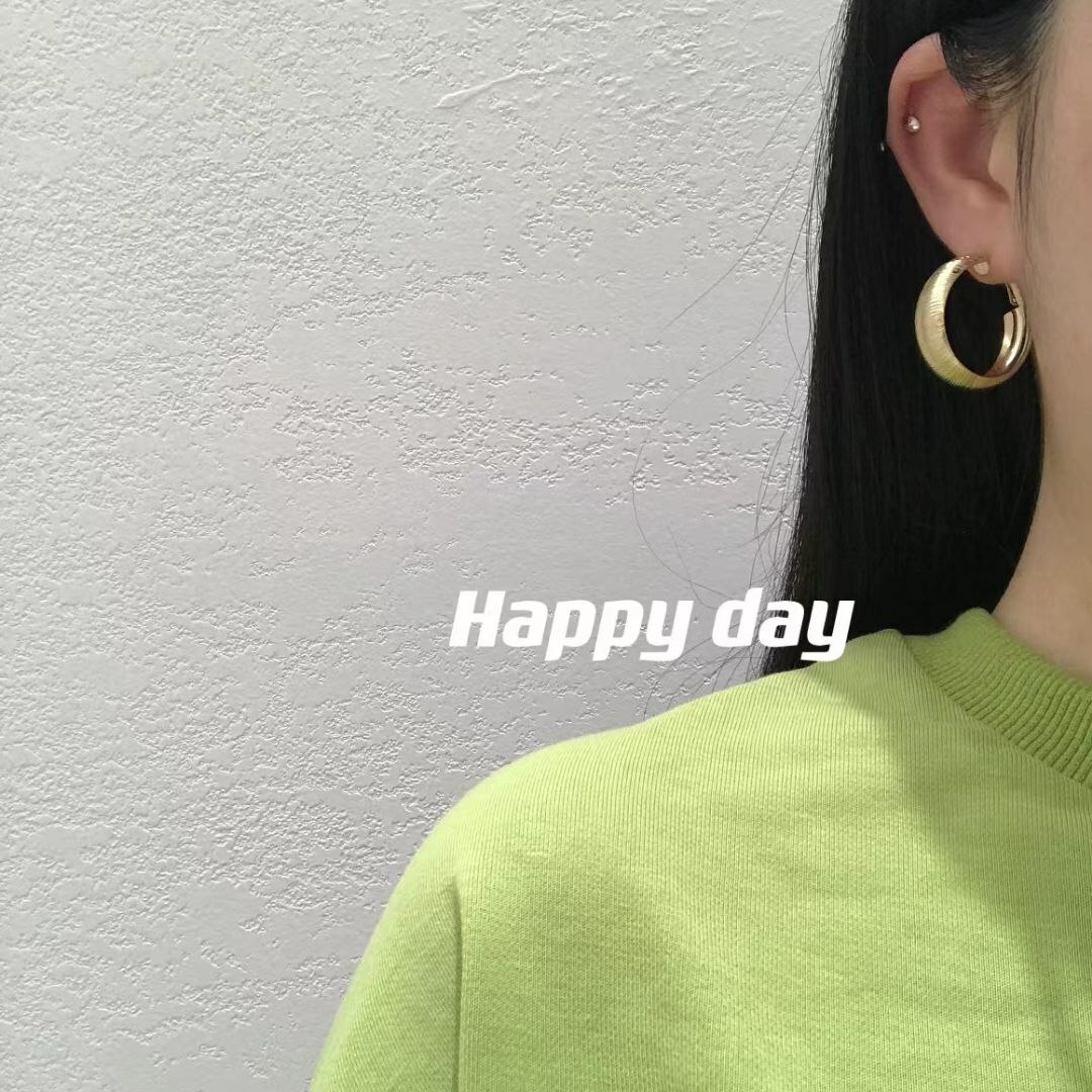 韩国Happy day饰品 防敏针 金银耳圈
