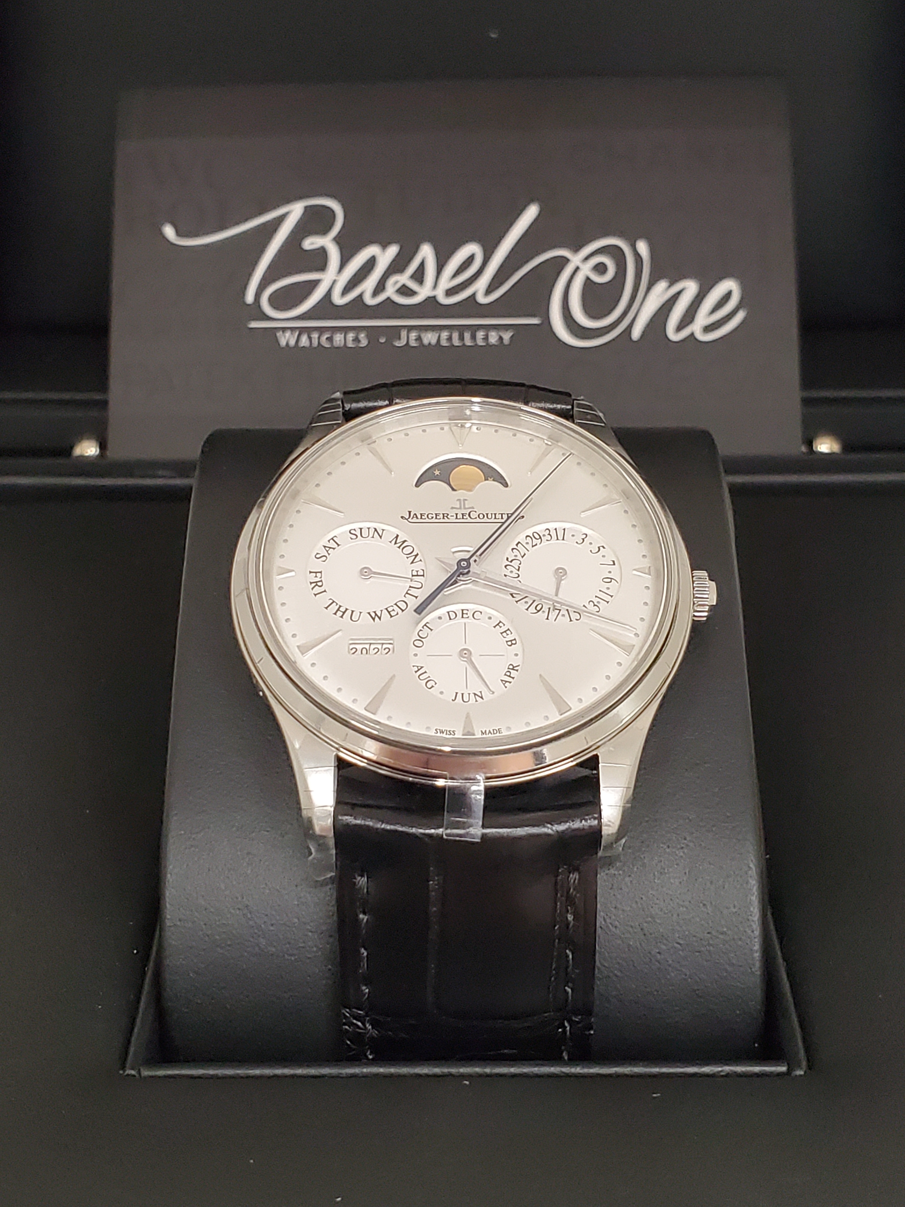 BRAND NEW JAEGER Q130842J SILVER DIAL STEEL MASTER ULTRA THIN PERPETUAL CALENDAR 39MM