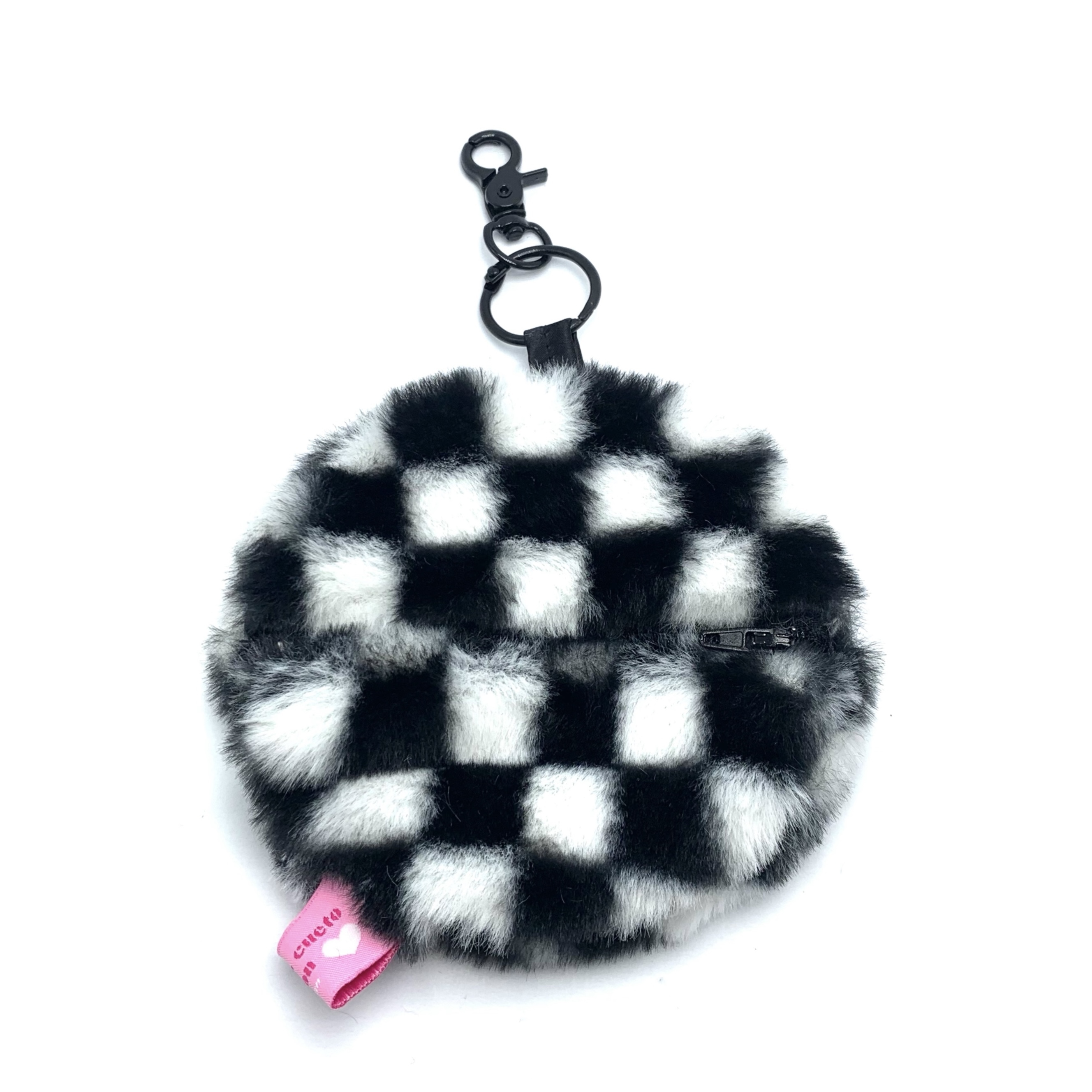 JCC 黑色棋盤格圓圓零錢包掛飾